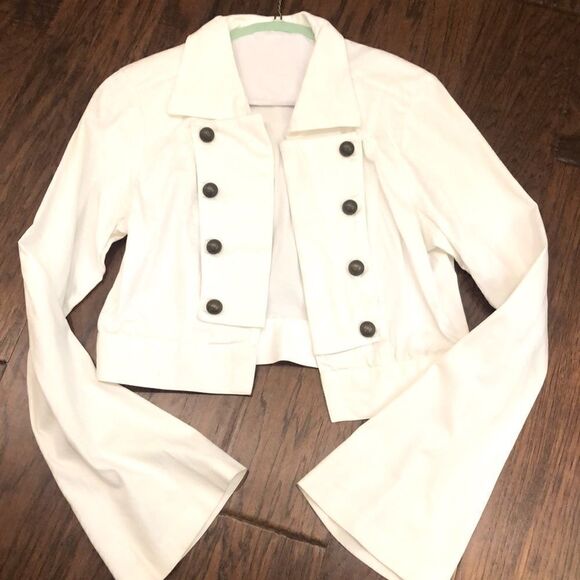COPY - White faux double breast jacket bell sleeve - Picture 1 of 1